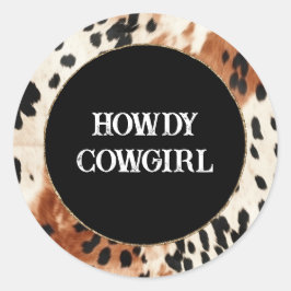 ブラウンクリーム動物の牛革 ラウンドシール