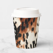 ブラウンクリーム動物の牛革 紙コップ (左)