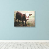 ブラウンクリーム牛 キャンバスプリント (インサイチュ (ウッドフロア))