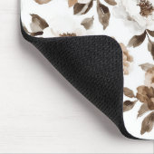 ブラウンクリーム白い花 マウスパッド (コーナー)