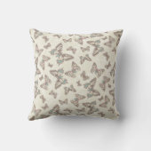 ブラウンクリーム蝶ダマスクパターン枕 クッション (裏面)