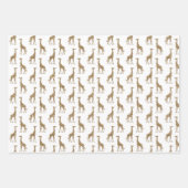 ブラウンクリーム金ゴールドキリンプリントグリッター      ラッピングペーパーシート (正面3)