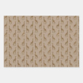 ブラウンクリーム金ゴールドキリンプリントグリッター      ラッピングペーパーシート (正面2)