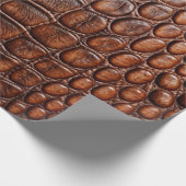 ブラウンクロコダレアリゲータースキンフェイクレザープリント ラッピングペーパー (角)
