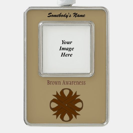 ブラウンクローバーリボンTmpl (V-O) by Kenneth Yoncich シルバープレートフレームオーナメント (正面)