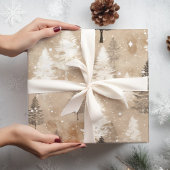 ブラウンク素朴リスマスウィンタービレッジ ラッピングペーパー