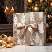 ブラウンク素朴リスマスウィンタービレッジ ラッピングペーパー