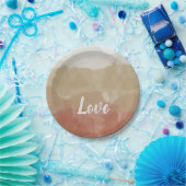 ブラウングラデーションとタンの愛の優雅なグラデーション ペーパープレート (パーティー)