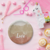 ブラウングラデーションとタンの愛の優雅なグラデーション ペーパープレート (パーティー)