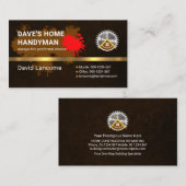 ブラウングランジ絵を描（ばちゃばちゃ）跳ねる金ゴールドハンマー 名刺 (正面/裏面)