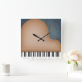 ブラウングランドピお洒落アノ音楽愛好家 スクエア壁時計 (ホーム)