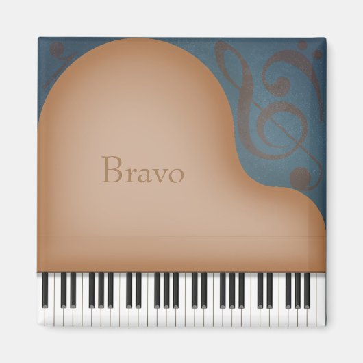ブラウングランドピアノかわいいカスタマイズ可能な音楽 マグネット (正面)
