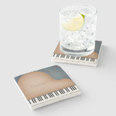 ブラウングランドピアノの奇抜なパーソナライズされた音楽 ストーンコースター (横)