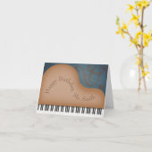 ブラウングランドピアノキュート音楽カスタム誕生日 カード (黄色い花)