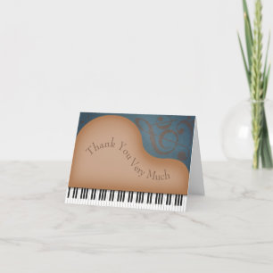 ブラウングランドピアノキュート音楽キーボードカスタム サンキューカード