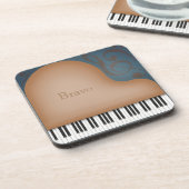ブラウングランドピアノ魅力的パーソナライズされた音楽 コースター (左側)