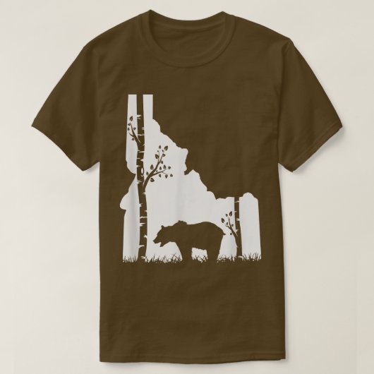 ブラウングリズリーベア狩り – アイダホの地図ハンター Tシャツ (デザイン正面)