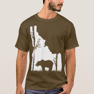 ブラウングリズリーベア狩り – アイダホの地図ハンター Tシャツ