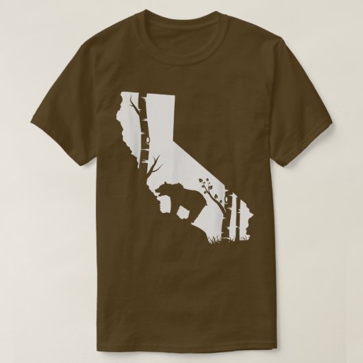 ブラウングリズリーベア狩り – カリフォルニアの地図ハンター Tシャツ (デザイン正面)