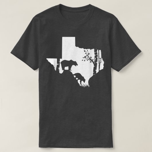 ブラウングリズリーベア狩り-テキサス州の地図ハンター Tシャツ (デザイン正面)