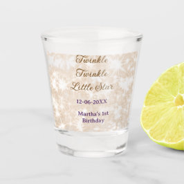 ブラウングリッターキラキラ小さな星の誕生日 ショットグラス