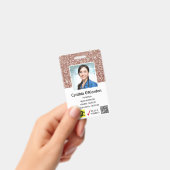 ブラウングリッター介護者QRバーコードフォトIDバッジ バッジ (手持ち)