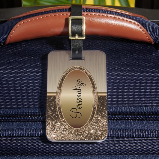 ブラウングリッター及び金属ブラシ青銅プリント ラゲッジタグ (正面インサイチュ2)