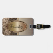 ブラウングリッター及び金属ブラシ青銅プリント ラゲッジタグ (正面横)