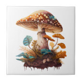 ブラウングリーンニュートラルズウッドランドマッシュルームコテージコア タイル (正面)