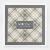 ブラウングレークラシック名前をカスタムする幾何学的ナプキン (正面)