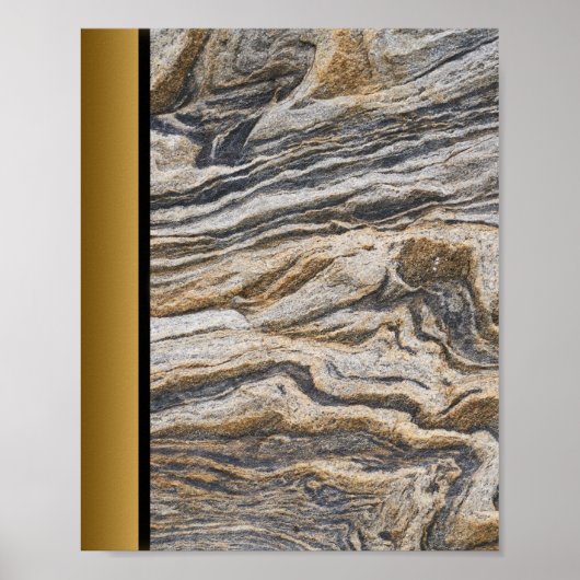 ブラウングレー大理石/ブラック金ゴールドア縁どート ポスター (正面)