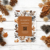 ブラウングレー紅葉結婚式招待状