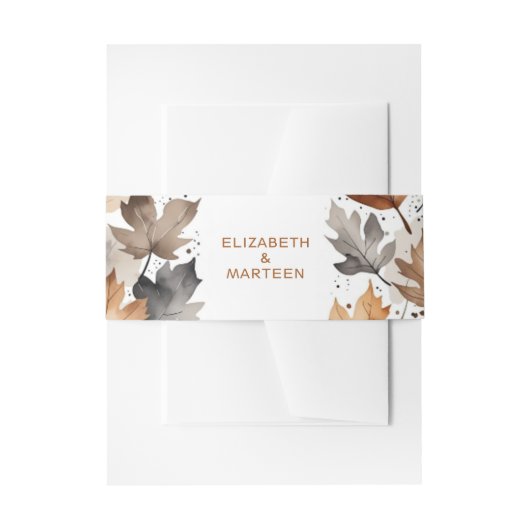 ブラウングレー離れメープルズ秋結婚のベリーバンド 招待状ベリーバンド (正面例)