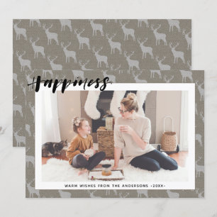 ブラウング素朴レーバーラップシンプルスクリプトHAPPINESS シーズンカード