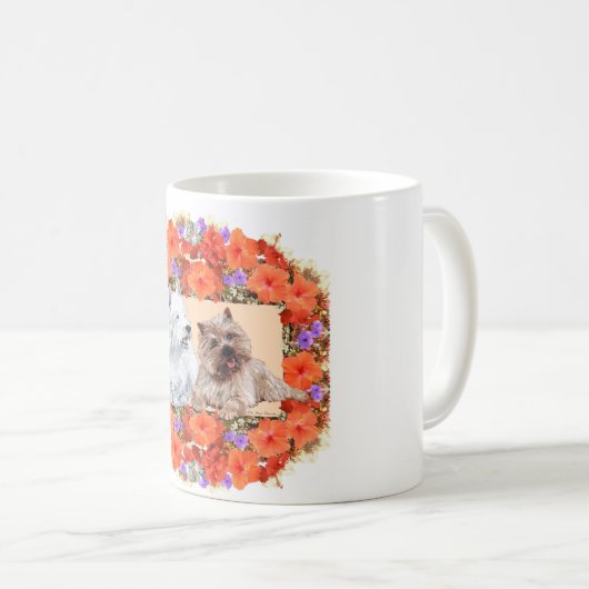 ブラウンケアンとウェスティテリアのフローラ コーヒーマグカップ (正面右)