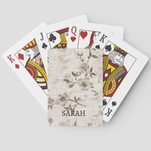 ブラウンゲーム付きカードゲームフローラデザイン トランプ (裏面)