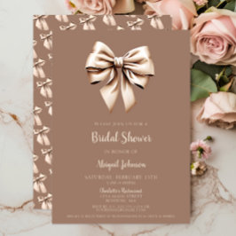 ブラウンコケエレガントットボウブライダルシャワー 招待状