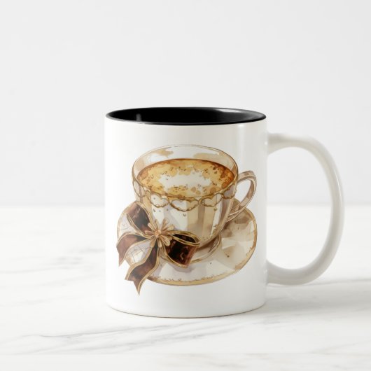 ブラウンコケット熱コーヒーイラストレーション ツートーンマグカップ (右)