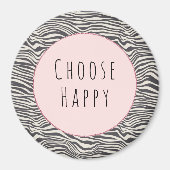 ブラウンココアゼブラプリントパーソナライズされたハッピー引用文 マグネット (正面)