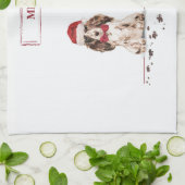 ブラウンコッカースパニエル犬おもしろいクリスマスドッグと木 キッチンタオル (折り畳み)