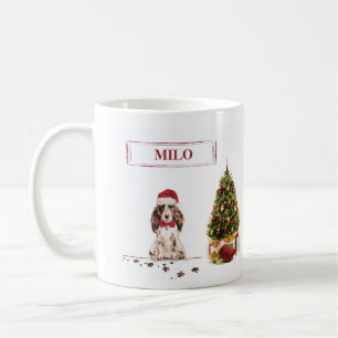 ブラウンコッカースパニエル犬おもしろいクリスマスドッグと木 コーヒーマグカップ