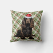 ブラウンコッカースパニエル犬シーズンプレイドクリスマスドッグ クッション (裏面)