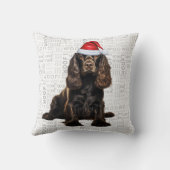 ブラウンコッカースパニエル犬ドッグウォーターカラークリスマス クッション (裏面)