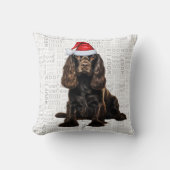 ブラウンコッカースパニエル犬ドッグウォーターカラークリスマス クッション (正面)