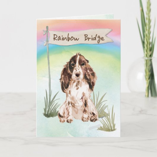 ブラウンコッカースパニエル犬ペット悔やみや弔慰オーバーレインボー カード (正面)