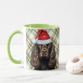 ブラウンコッカースパニエル犬ホリデークリスマスサンタドッグ マグカップ