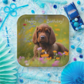 ブラウンコッカースパニエル犬 ペーパープレート (パーティー)