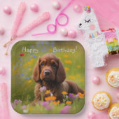 ブラウンコッカースパニエル犬 ペーパープレート (パーティー)