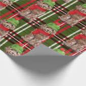 ブラウンコックパプーとプレイドクリスマスホリデー ラッピングペーパー (角)