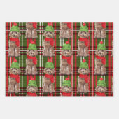 ブラウンコックパプーのクリスマスドッグとプレイド ラッピングペーパーシート (正面3)